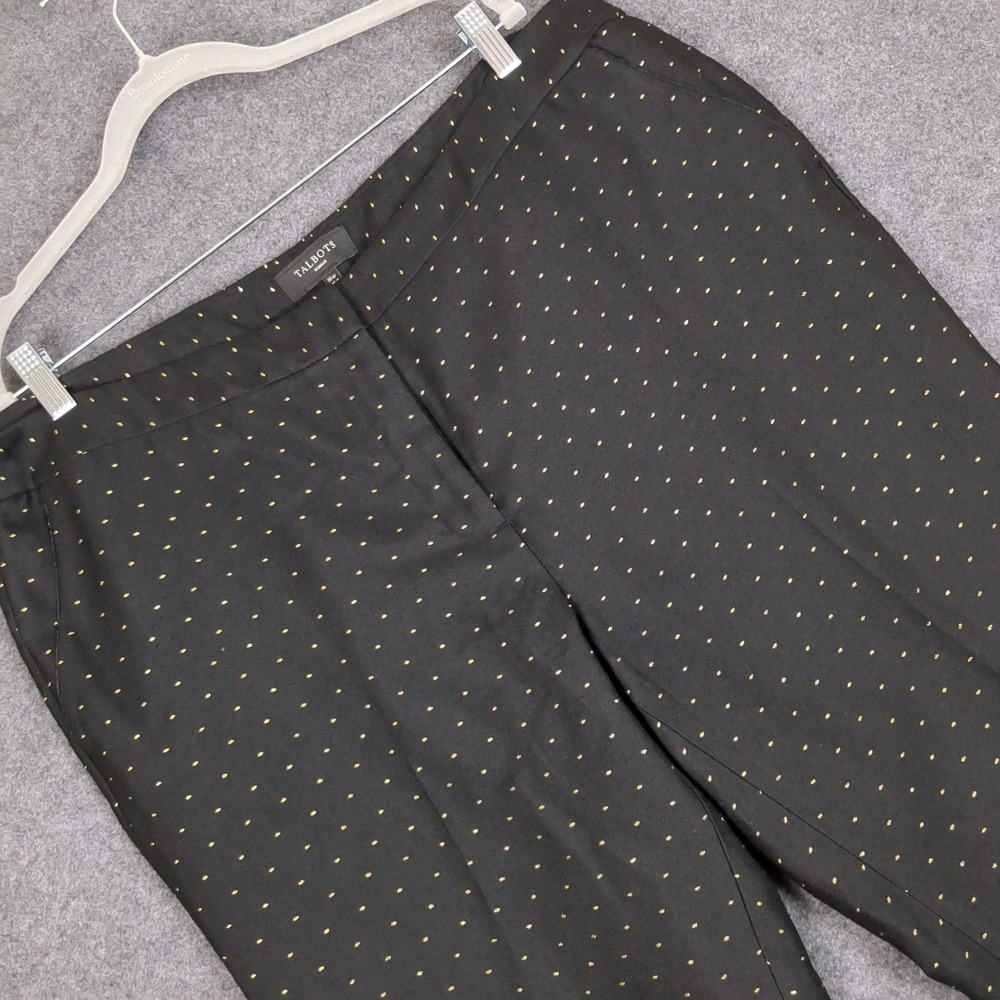 Talbots Woman Black Gold Polka Dot Embroidered‎ Ankle Dress Pants Plus Size 16W